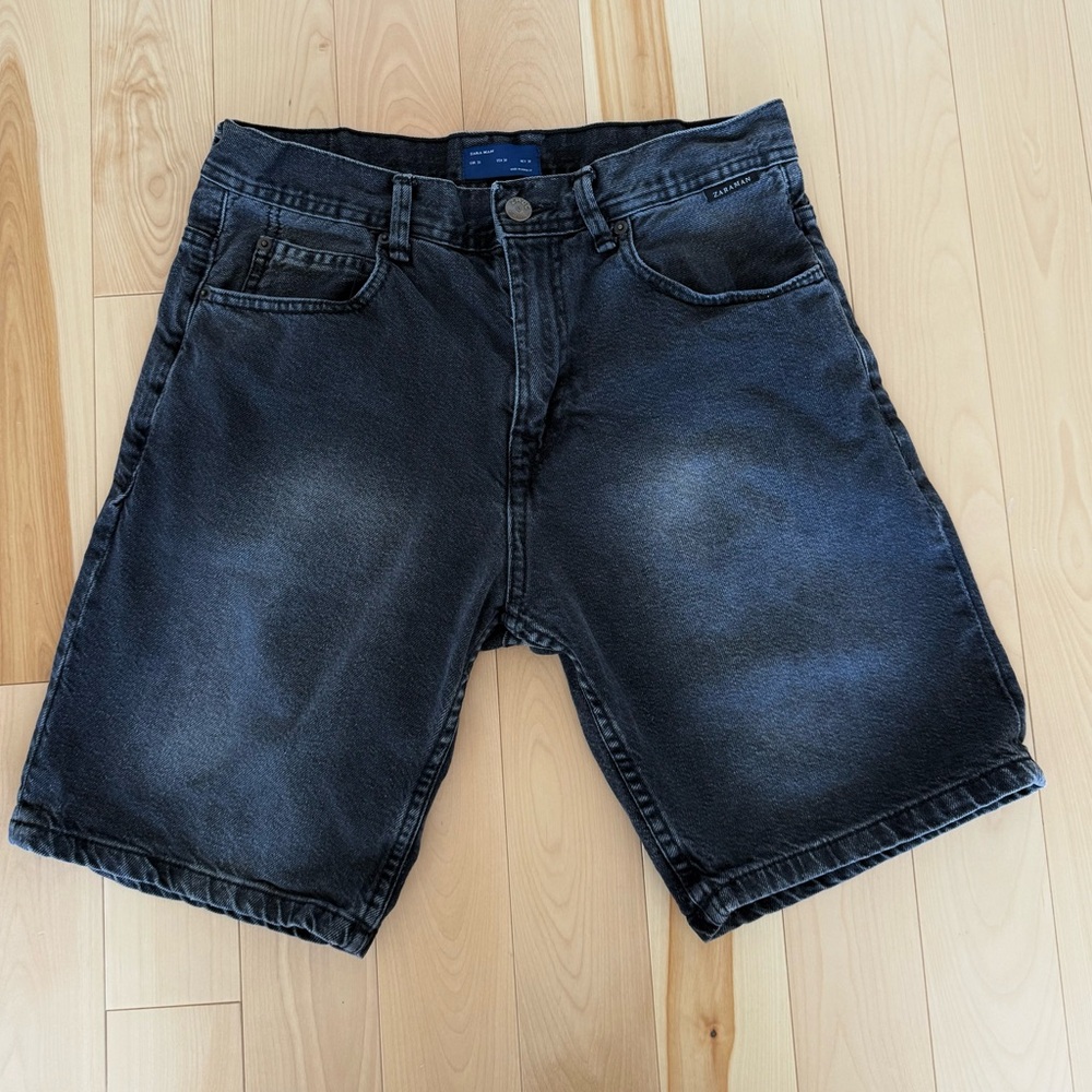 MEN'S BLACK DENIM SHORTS USA 30 ZARA